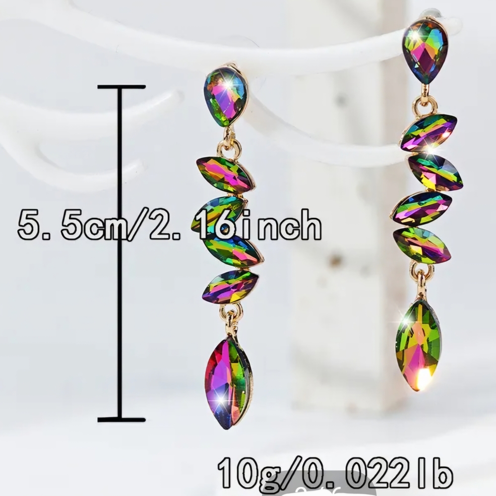 Iridescent Multicolor Drop Dangle Earrings - Picture 6 of 10